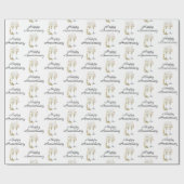 Happy Jubileum Champagne Toast White Cadeaupapier (Vlak)