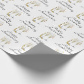 Happy Jubileum Champagne Toast White Cadeaupapier (Hoek)