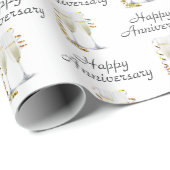 Happy Jubileum Champagne Toast White Cadeaupapier (Rol Hoek)