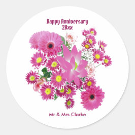 Happy Jubileum Chrysanthemum Daisy Floral Cute Ronde Sticker