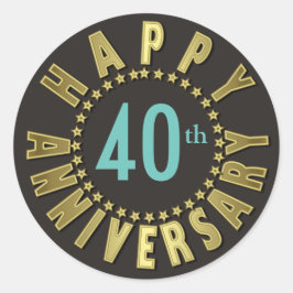 Happy Jubileum Circle of Stars Gold ID173 Ronde Sticker