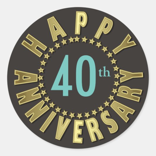 Happy Jubileum Circle of Stars Gold ID173 Ronde Sticker (Voorkant)