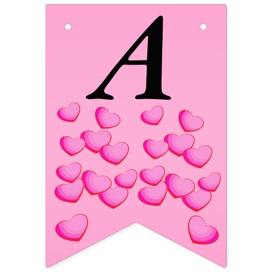 Happy Jubileum Cluster Helder Roze Liefdesharten Vlaggetjes (Tweede vlag)