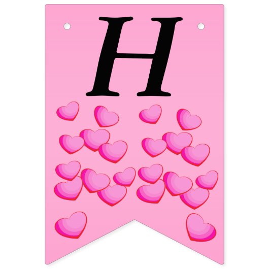 Happy Jubileum Cluster Helder Roze Liefdesharten Vlaggetjes (Eerste vlag)