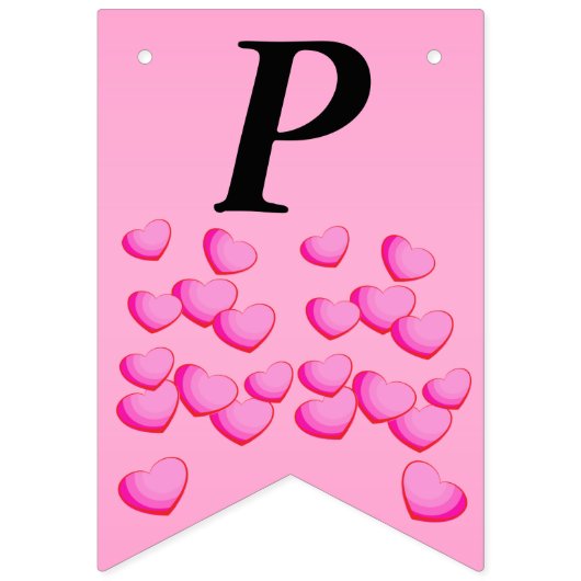 Happy Jubileum Cluster Helder Roze Liefdesharten Vlaggetjes (Derde vlag)