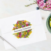 Happy Jubileum Colorful Bouquet Custom Ronde Sticker