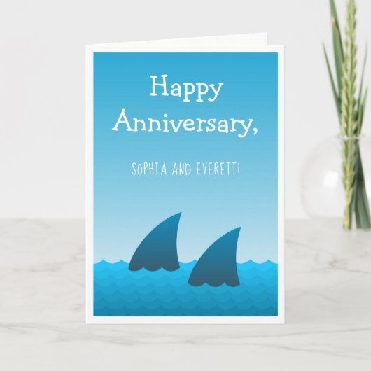 Happy Jubileum Couple Shark Wenskaart Kaart (Voorkant)