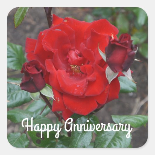 Happy Jubileum Crimson Bouquet Roos #1 Sticker (Voorkant)