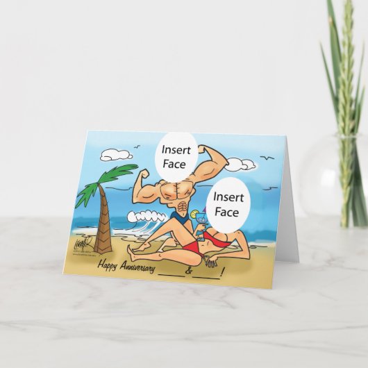 Happy Jubileum Custom Foto Caricature Kaart (Voorkant)