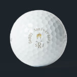 Happy Jubileum Custom Titleist Pro VI Golfballen<br><div class="desc">Happy Jubileum golfballen. Twee champagneglazen toasten. Monogram. Titleist Pro VI Ball. Gouden Typografie.</div>