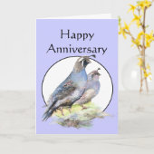 Happy Jubileum Cute California Quail Birds Kaart (Gele Bloem)