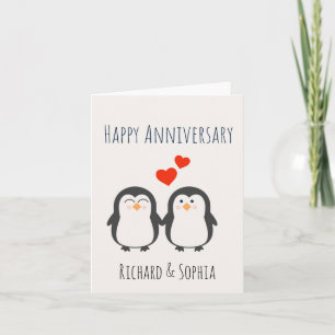 Happy Jubileum - Cute Penguin Couple Card Kaart