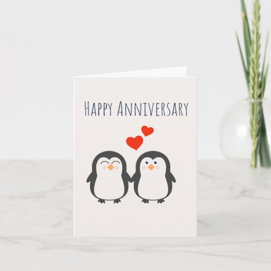 Happy Jubileum - Cute Penguin Couple Card Kaart (Voorkant)