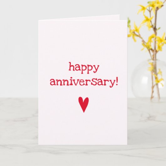 Happy Jubileum - Cute Red Heart Kaart (Gele Bloem)