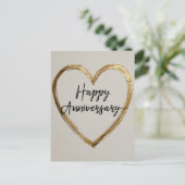 "Happy Jubileum" Design met Gold Heart Briefkaart (Staand voorkant)
