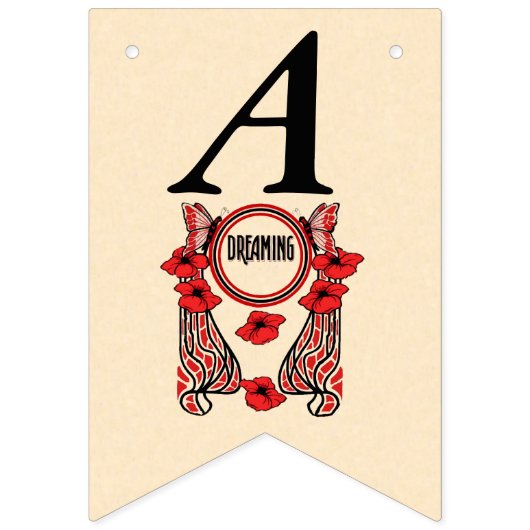 Happy Jubileum Dreaming Red Flowers Vlinders Vlaggetjes (Tweede vlag)