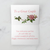 Happy Jubileum, elegant roze  Roos Kaart (Binnen)