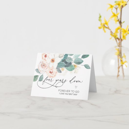 Happy Jubileum Forth Wedding Jubileum 4e Kaart (Gele Bloem)