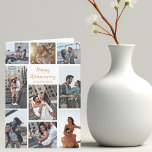 Happy Jubileum Fotocollage Romantisch Modern Kaart<br><div class="desc">Chique aanpasbare fotocollage kaart voor uw man,  vrouw,  vriendin of vriend op uw jubileum. Voeg 9 van uw favoriete relatie,  verloving of trouwfoto's toe en bestel deze aangepaste kaarten als een romantisch cadeau voor uw partner. Een mooie gepersonaliseerde kaart vol herinneringen.</div>