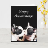 Happy Jubileum Franse bulldog wenskaart Kaart (Gele Bloem)