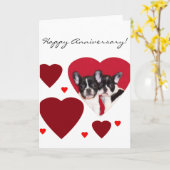 Happy Jubileum Franse Bulldogs wenskaart Kaart (Gele Bloem)