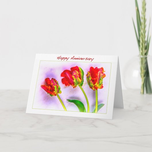 Happy Jubileum French Tulips Kaart (Voorkant)