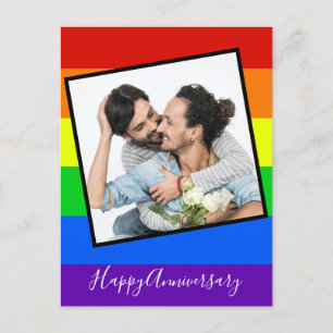 Happy Jubileum Gay Couple Foto Aangepaste regenboo Briefkaart