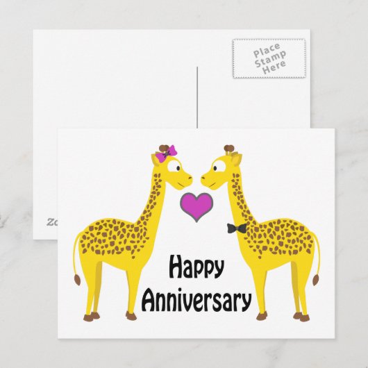 Happy Jubileum Giraffes Briefkaart (Voorkant / Achterkant)