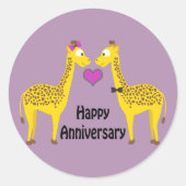 Happy Jubileum Giraffes Ronde Sticker (Voorkant)