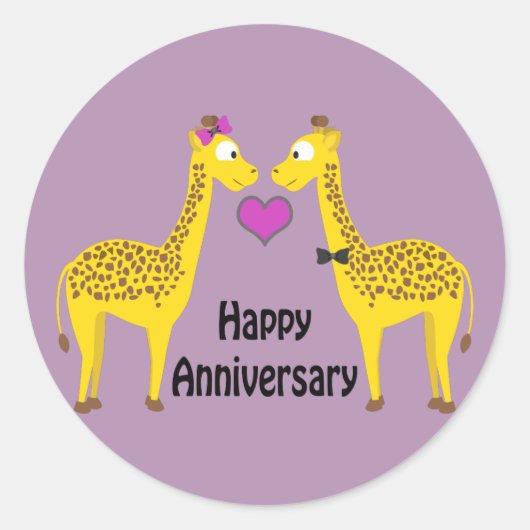 Happy Jubileum Giraffes Ronde Sticker (Voorkant)