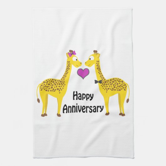 Happy Jubileum Giraffes Theedoek (Verticaal)