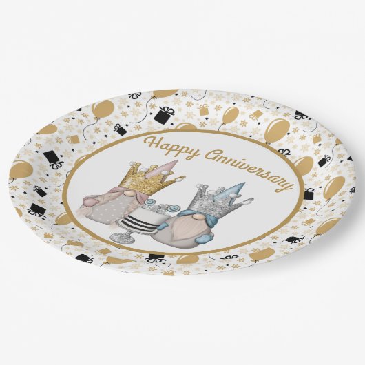 Happy Jubileum Gnomen Papieren Bordje (Gekanteld)