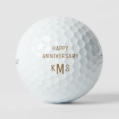 Happy Jubileum Gold Monogram Titleist Pro V1 Golfballen (Voorkant)