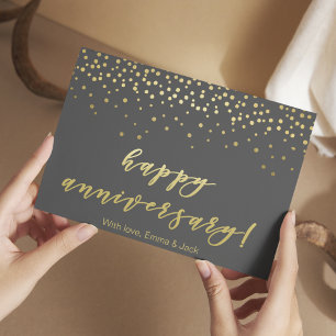 Happy Jubileum - Gold Script en Confetti Briefkaart