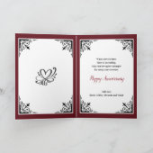 Happy Jubileum grootouders Red Pink Damask Kaart (Binnen)