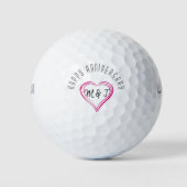 Happy Jubileum Heart Couple Monogram Golfballen (Voorkant)