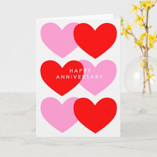 Happy Jubileum Hearts Kaart (Gele Bloem)