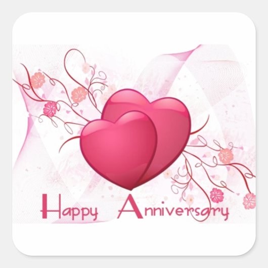 Happy Jubileum Hearts Vierkante Sticker (Voorkant)
