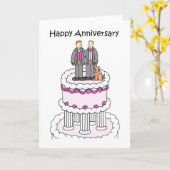 Happy Jubileum-homepaar met hond op de heek Kaart (Gele Bloem)