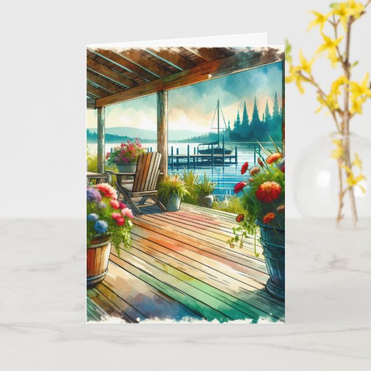 Happy Jubileum Honey | Lakehouse Uitzicht Kaart (Gele Bloem)