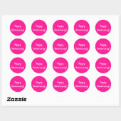 Happy Jubileum Hot Pink White Typografie Ronde Sticker (Vel)