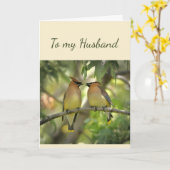 Happy Jubileum Husband Birds in Love Fun Card Kaart (Gele Bloem)