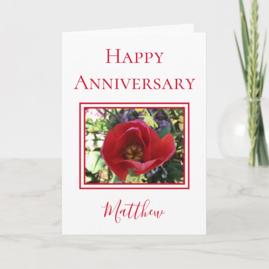 Happy Jubileum Husband Red Rose Kaart (Voorkant)