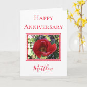 Happy Jubileum Husband Red Rose Kaart (Gele Bloem)