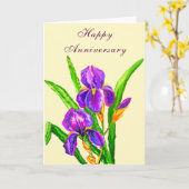 Happy Jubileum Kaart Beauful Iris Flowers (Gele Bloem)