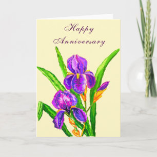 Happy Jubileum Kaart Beauful Iris Flowers