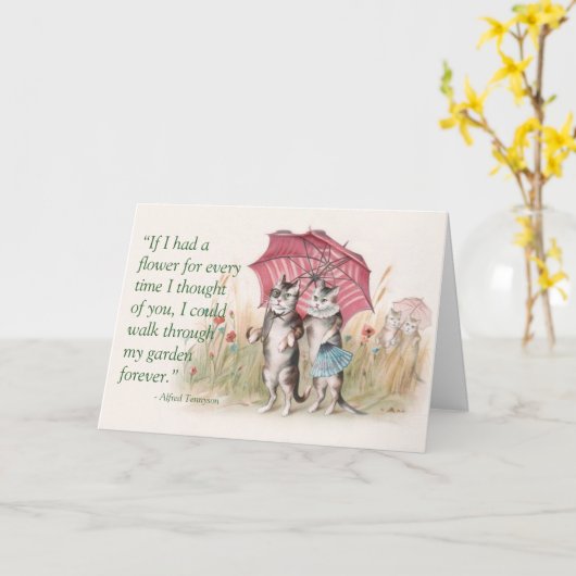 Happy Jubileum Kaart - Cats in Love (Gele Bloem)