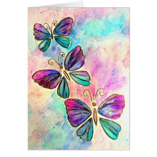 Happy Jubileum Kaart Colorful Butterflies vliegen (Voorkant)