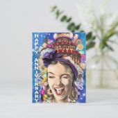 Happy Jubileum Kaart met Happy Woman - Funny (Staand voorkant)