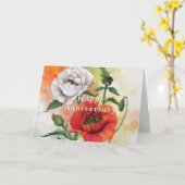 Happy Jubileum Kaart Red White Poppy (Gele Bloem)